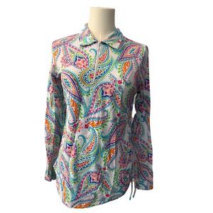 IBKUL Womens Paisley 1/4 Zip Long Sleeve Sun Shirt Outdoors Hiking UPF 50 Small